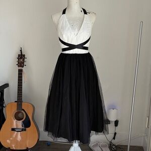 ASOS Black and White Halter Midi Dress